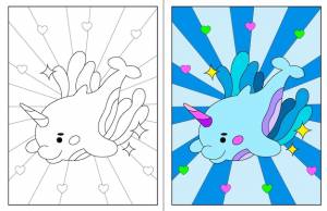 Каваи нарвал раскраски