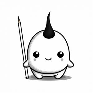 Нарвал милый плоский дизайн милый плоский раскраска книга каваи линия искусства