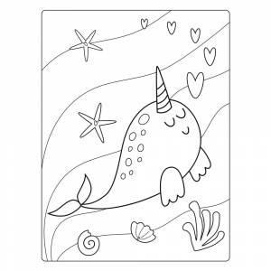 Раскраска Милый нарвал