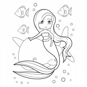 Раскраска Русалка и малыш нарвал