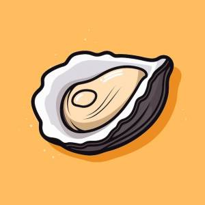 Рисунок устрицы с половинкой раковины на ней