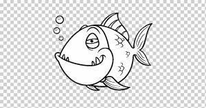 Книжка-раскраска Рисунок пузатых краснобрюхая, рыба пиранья, белый, позвоночный, монохромный png