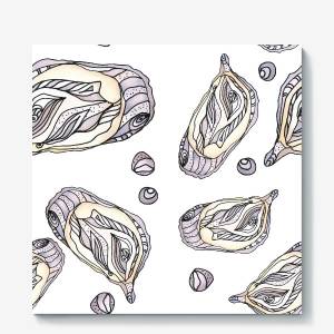 Холст «Устрицы и жемчуг паттерн»