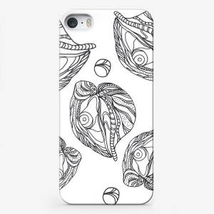 Чехол iPhone «Устрицы и жемчуг раскраска паттерн черно-белый»