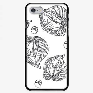 Чехол iPhone «Устрицы и жемчуг раскраска паттерн черно-белый»