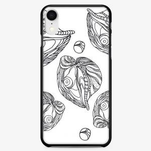 Чехол iPhone «Устрицы и жемчуг раскраска паттерн черно-белый»