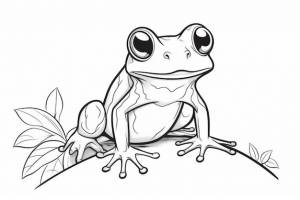 2d контур простой векторной монохромной раскраски с изображением милой маленькой лягушки