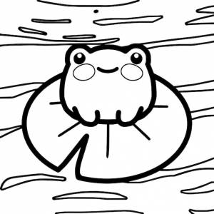 Раскраски милые лягушка и лотос