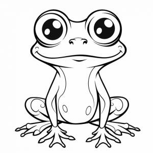 Нарисовать букву f милая лягушка с большими глазами в стиле pixar простой контур и формы