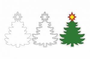 Простое рождество, новогодняя елка, раскраска для детей