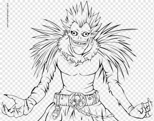 Ryuk Light Yagami Drawing Книжка-раскраска, манга, лицо, манга, монохромный png