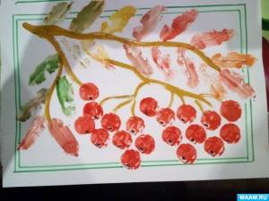 Интегрированная НОД по рисованию с применением оттиска «Веточка рябины» в средней группе