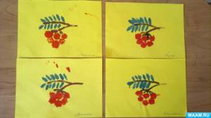 Конспект НОД по художественному-эстетическому развитию в средне-старшей группе «Ветка рябины»