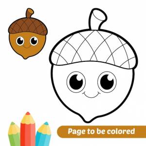 Книжка-раскраска для детей желудь вектор