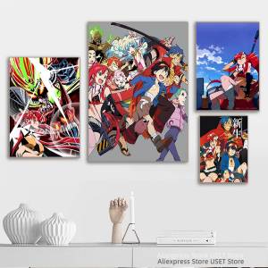 Постер аниме Tengen Toppa Gurren Lagann, аниме постер, Мультяшные картины на холсте с рисунком манги