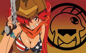 Обои Tengen Toppa Gurren-Lagann Аниме Tengen Toppa Gurren-Lagann, обои для рабочего стола, фотографии tengen, toppa, gurren, lagann, аниме, девушка, оружие, gurren-lagann, yoko, littner, шляпа Обои для рабочего стола,  обои картинки заставки