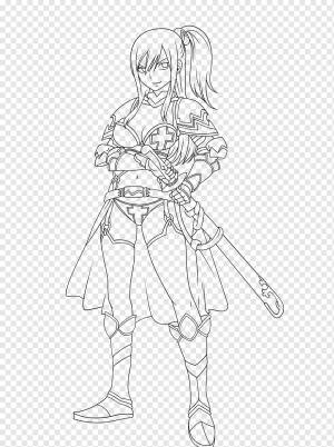 Erza Scarlet Line art Рисунок Хвост Феи Книжка-раскраска, сказочный хвост, белый, манга, монохромный png