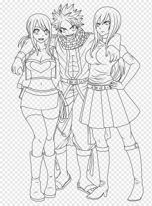 Erza Scarlet Line art Нацу Драгнил Книжка-раскраска Хвост Феи, сказочный хвост, белый, монохромный, взрослый png