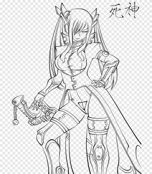 Штриховой рисунок Erza Scarlet Natsu Dragneel Рисование Хвост Феи, сказочный хвост, белый, манга png
