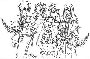 Раскраска Главные персонажи из аниме