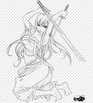Erza Scarlet Line art Рисование Хвост Феи Аниме, сказка, белый, монохромный, взрослый png