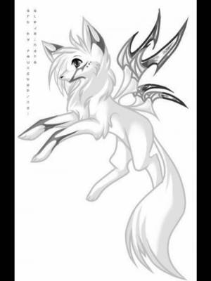 Волк с крыльями рисунок для срисовки