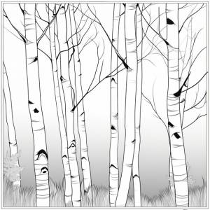 Черно-белая раскраска осины
