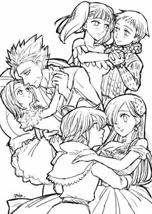 Раскраска Парочки из аниме Семь смертных грехов