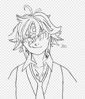 Штриховой рисунок Рисунок Meliodas Demon Аниме, демон, белый, лицо, манга png