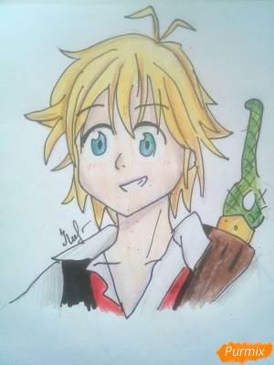 Как нарисовать Мелиодаса из Семь Смертных Грехов поэтапно