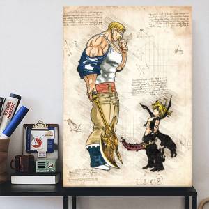 Японское аниме «Семь смертных грехов», Постер мелиодас и эсканор из аниме, настенное украшение для детской комнаты, домашний декор, качественная Картина на холсте, искусство