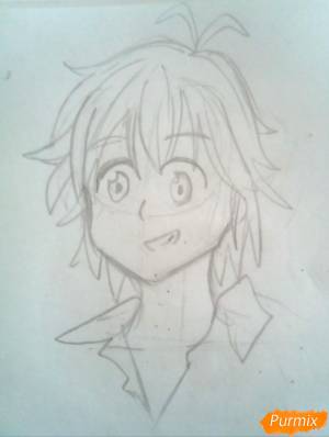 Как нарисовать Мелиодаса из Семь Смертных Грехов поэтапно