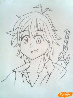 Как нарисовать Мелиодаса из Семь Смертных Грехов поэтапно