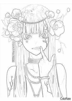 Раскраска Озлобленная аниме-принцесса