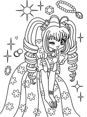 Раскраски Раскраска Девочка и украшения аниме Принцессы