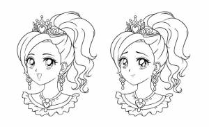 Комплект милого портрета принцессы аниме, ретро иллюстрации стиля манги нарисованной рукой