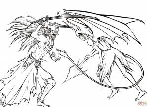 Раскраска Поединок Ичиго Куросаки против Улькиорра Сифер из манги Блич