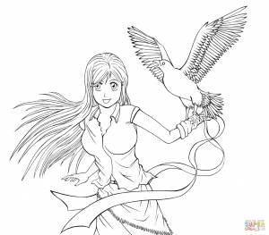 Раскраска Иноуэ Орихимэ из манги «Блич