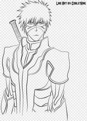Ичиго Куросаки Рукия Кучи Отбеливатель Раскраска Рисунок, Ичиго Куросаки, белый, лицо, монохромный png