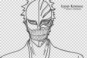 Ichigo Kurosaki Line art Рисование Визитная зарисовка, яд, лицо, фотография, монохромный png