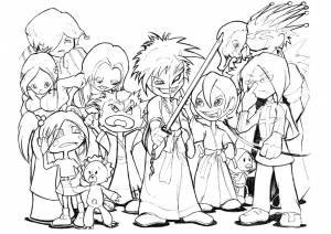 Раскраска Чиби персонажи Блич