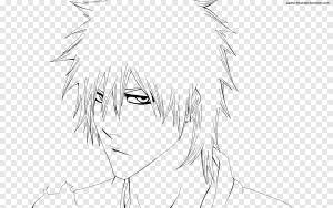 Ичиго Куросаки Line art Рисование Аниме Блич, Ичиго Куросаки, белый, лицо png