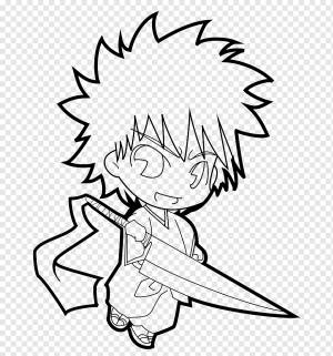 Ичиго Куросаки Нел ту Рисование Чиби Линия, рисование одной линии, белый, лицо, манга png