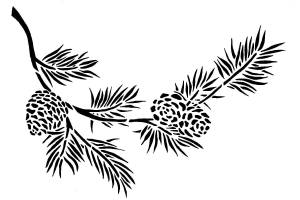 Веточка еловая трафарет