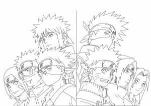 Раскраска Команды Минато и Какаши