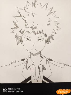 Как нарисовать Кацуки Бакуго из Моя геройская академия поэтапно