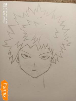 Как нарисовать Кацуки Бакуго из Моя геройская академия поэтапно