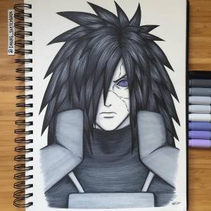 Мадара учиха рисунок карандашом