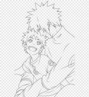 Минато Намикадзе Наруто Узумаки Джирая Лайн арт, наруто, белый, лицо, монохромный png