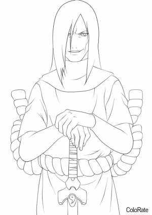Раскраска Орочимару коварно ухмыляется